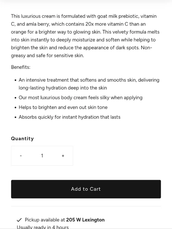 Beekman 1802 NWT Golden Vitamin C & Amla Berry Goat Milk Body Cream NIB NEW IN - Picture 7 of 7